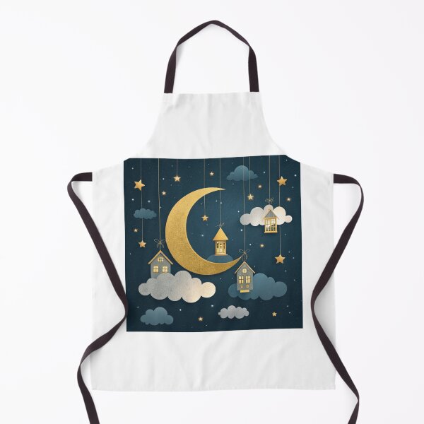 Item preview, Golden crescent moon with tiny houses designed and sold by Lucky 777.