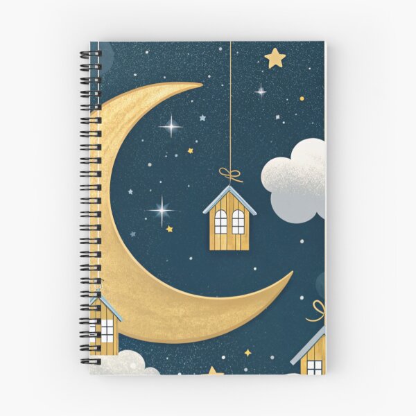 Item preview, Golden crescent moon with tiny houses designed and sold by Lucky 777.