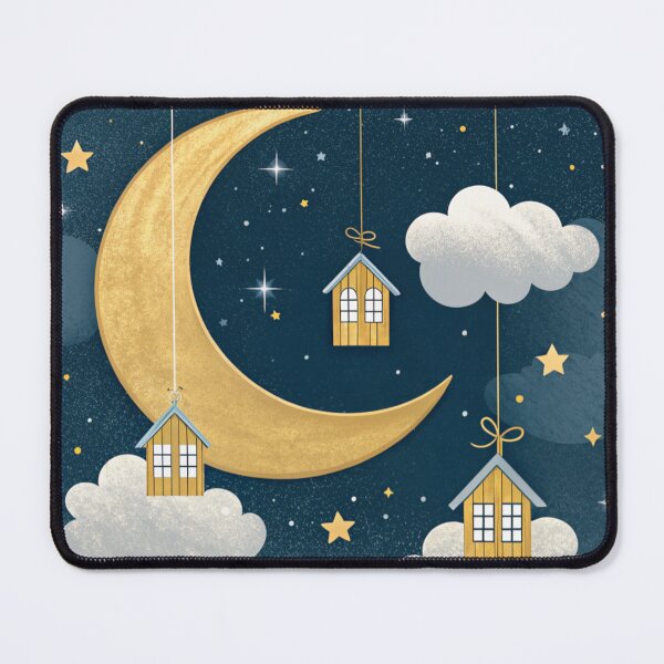 Item preview, Golden crescent moon with tiny houses designed and sold by Lucky 777.