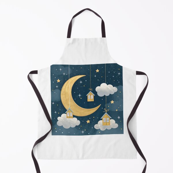 Item preview, Golden crescent moon with tiny houses designed and sold by Lucky 777.