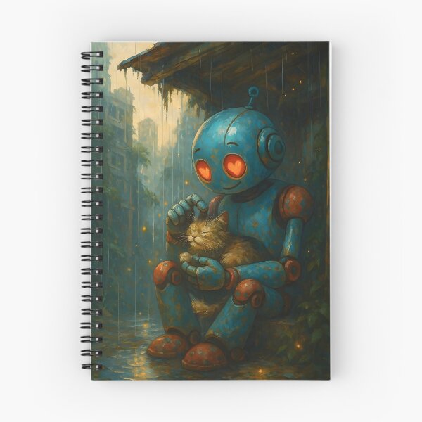 Item preview, Rainy Day Apocalyptic Robot and Kitty Love designed and sold by BreezyDawnDesigns.