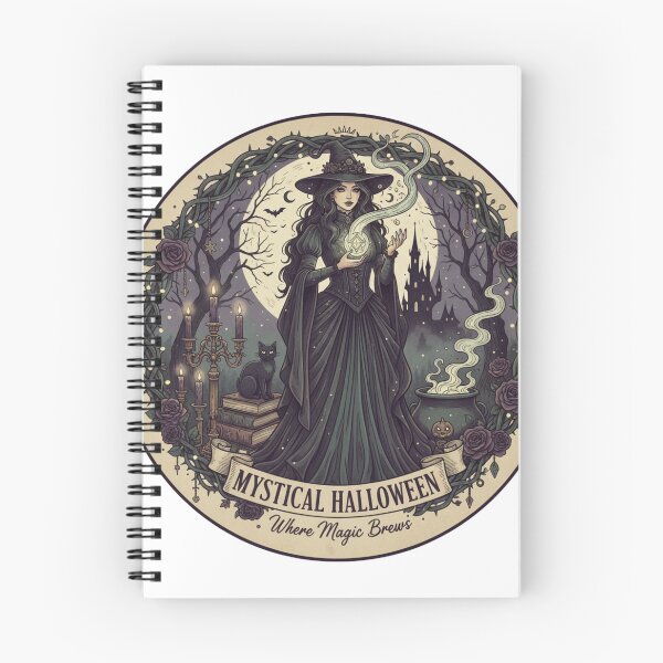 Item preview, Mystical Halloween Witch & Black Cat - Elegant Gothic Spooky Season Art designed and sold by Wear Sculpt.