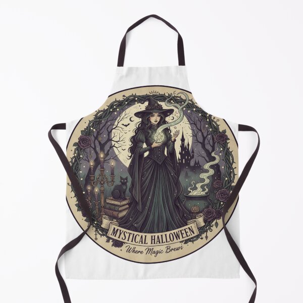 Item preview, Mystical Halloween Witch & Black Cat - Elegant Gothic Spooky Season Art designed and sold by Wear Sculpt.