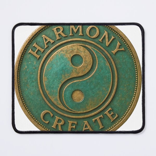 Item preview, Antique style coin with yin yang symbol on black background designed and sold by Creative88Art.