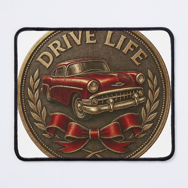 Item preview, Bronze coin with red 1950s classic car and DRIVE LIFE embossing designed and sold by Creative88Art.
