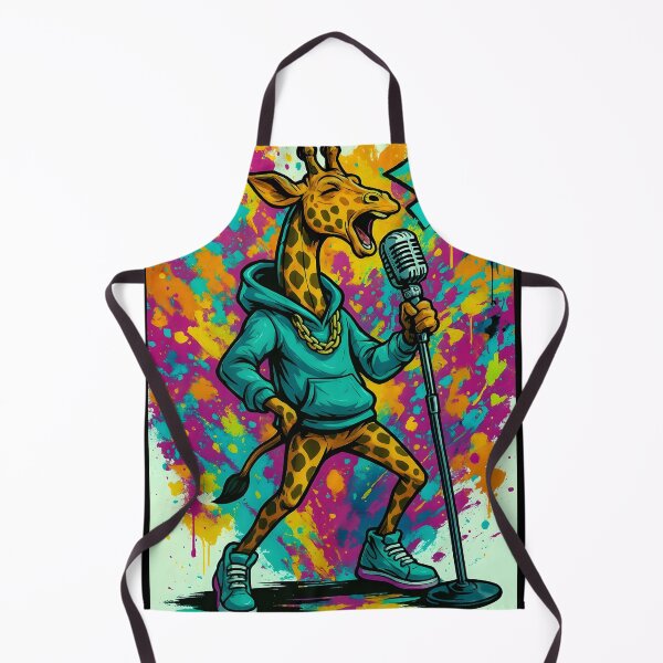 Item preview, Giraffe Singer – Retro Mic & Neon Graffiti Splash designed and sold by Pixel-Up.