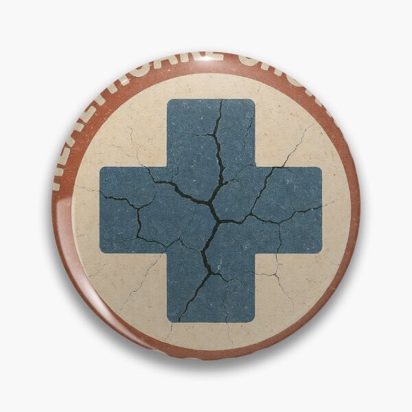 Item preview, Circular emblem with cracked blue medical cross and 2026 warning designed and sold by Creative88Art.