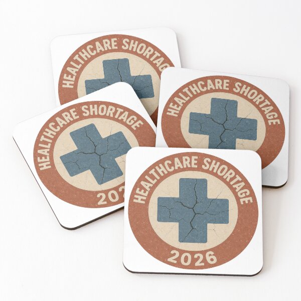 Item preview, Circular emblem with cracked blue medical cross and 2026 warning designed and sold by Creative88Art.