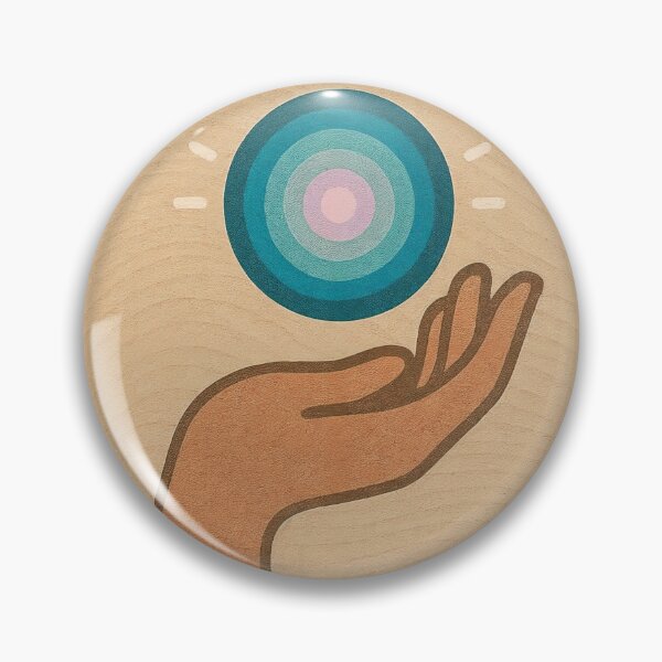 Item preview, Wood textured emblem with hand cupping a concentric blue coin designed and sold by Creative88Art.