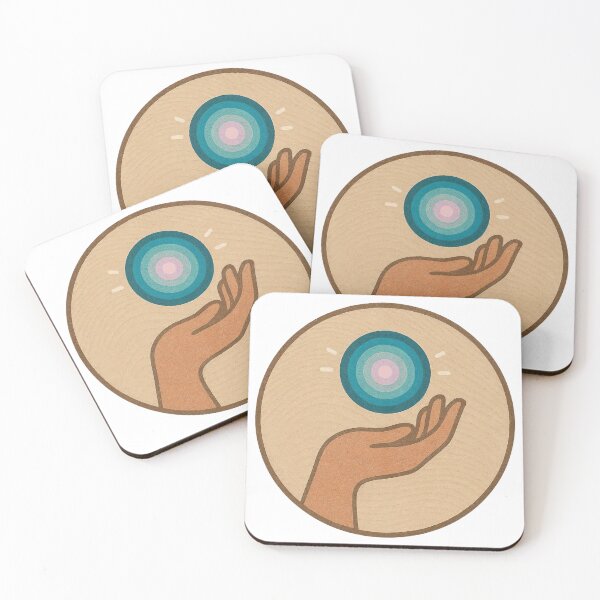 Item preview, Wood textured emblem with hand cupping a concentric blue coin designed and sold by Creative88Art.