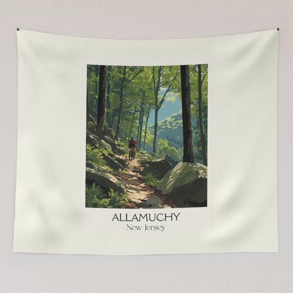 Artikelvorschau, Wandern in Allamuchy, New Jersey | Kunstdruck zum Thema Waldweg entworfen und verkauft von TuncGK.