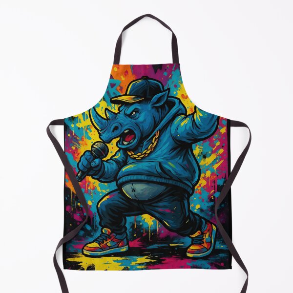 Item preview, Rhino Rapper – Neon Graffiti Mic Drop designed and sold by Pixel-Up.