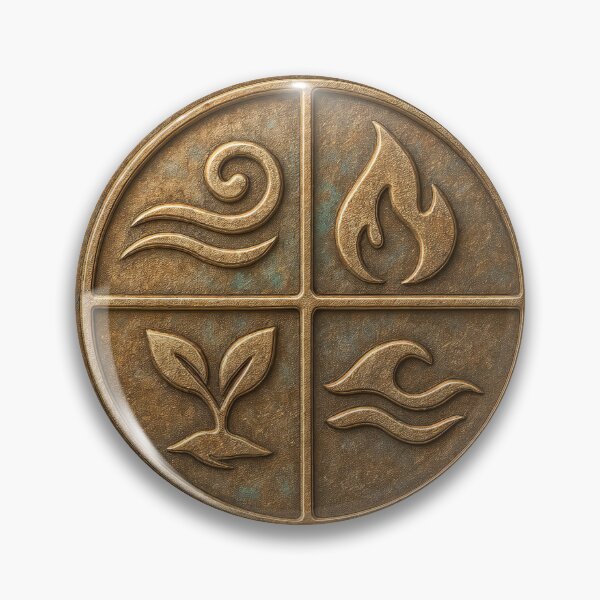 Item preview, Antiqued bronze elemental coin with crossbars on black background designed and sold by Creative88Art.