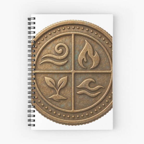Item preview, Antiqued bronze elemental coin with crossbars on black background designed and sold by Creative88Art.