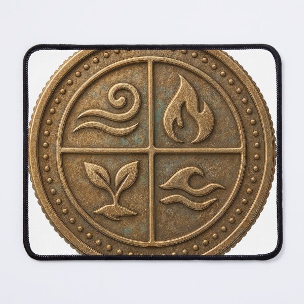 Item preview, Antiqued bronze elemental coin with crossbars on black background designed and sold by Creative88Art.