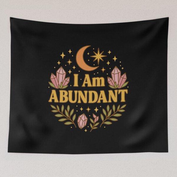 Item preview, I Am Abundant | Boho Manifestation Sticker with Crystals and Moon designed and sold by DEEPDesignsART.
