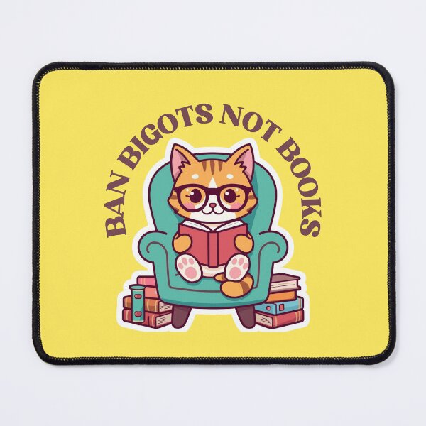 Item preview, Ban Bigots Not Books Cute Reading Cat Wearing Glasses designed and sold by hiacynto.