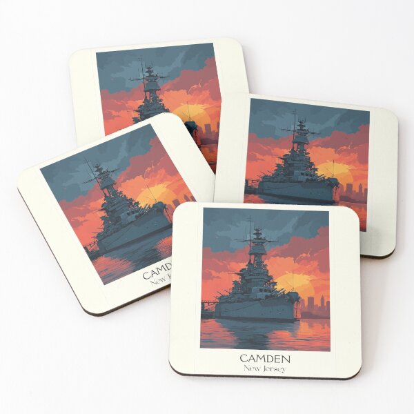 Item preview, Camden New Jersey Waterfront | Historic Battleship Art designed and sold by TuncGK.
