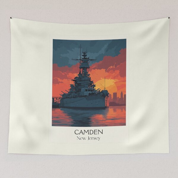 Item preview, Camden New Jersey Waterfront | Historic Battleship Art designed and sold by TuncGK.