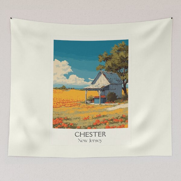 Item preview, Chester New Jersey Farm | Rustic Barn and Flower Field Art designed and sold by TuncGK.