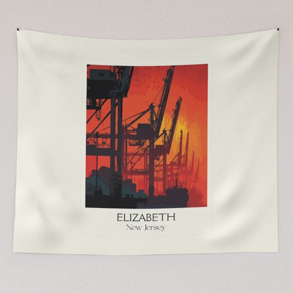 Item preview, Elizabeth New Jersey Seaport | Industrial Sunset Art designed and sold by TuncGK.