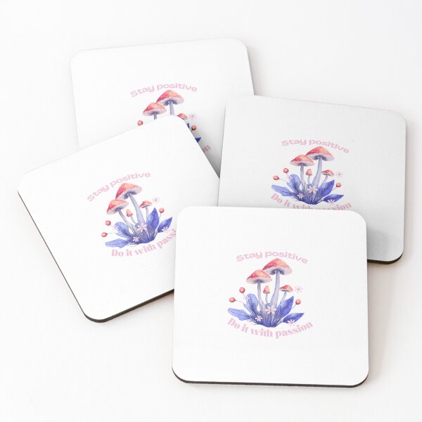 Item preview, Pink Blue Aesthetic Stay Positive Mushroom designed and sold by SketchRoot.