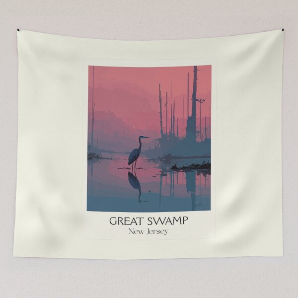 Item preview, Great Swamp New Jersey | Serene Heron at Dawn Art Print designed and sold by TuncGK.