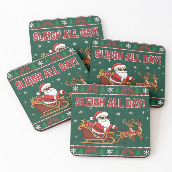 Item preview, Sleigh All Day" Cool Santa Ugly Sweater Design designed and sold by Silent Watch Threads..