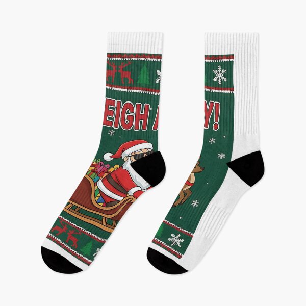 Item preview, Sleigh All Day" Cool Santa Ugly Sweater Design designed and sold by Silent Watch Threads..
