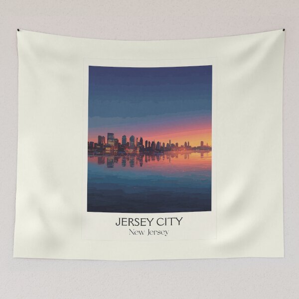 Item preview, Jersey City New Jersey Skyline | Sunset Reflection Art Print designed and sold by TuncGK.
