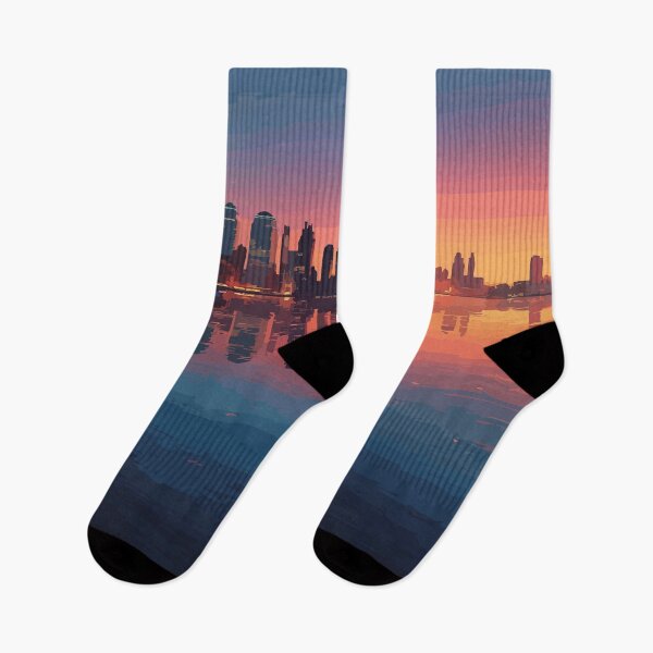 Item preview, Jersey City New Jersey Skyline | Sunset Reflection Art Print designed and sold by TuncGK.