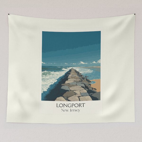 Item preview, Longport New Jersey Jetty | Coastal Seascape Art Print designed and sold by TuncGK.