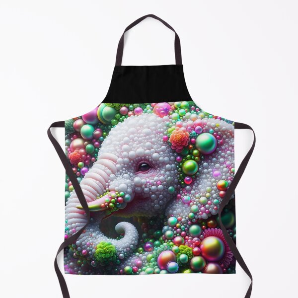 Item preview, Pearly Bubble Elephant – Elegant Side Profile in Green and Pink Floral Tones designed and sold by EmeraldeaArt.