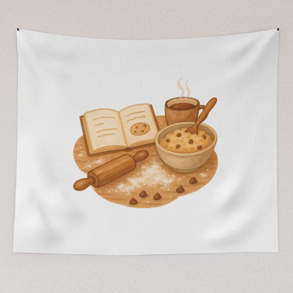 Item preview, Cozy Baking Bookworm designed and sold by Bal Drops.