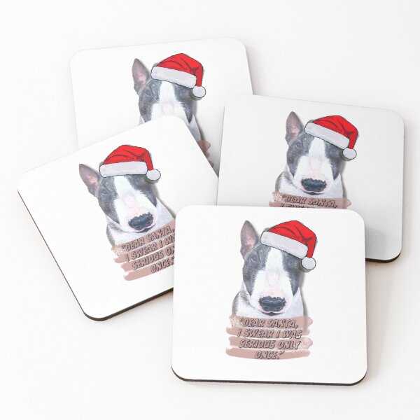 Item preview, Funny Bull Terrier Christmas Art - Cute Realistic Dog Painting with Quote designed and sold by artlasak.