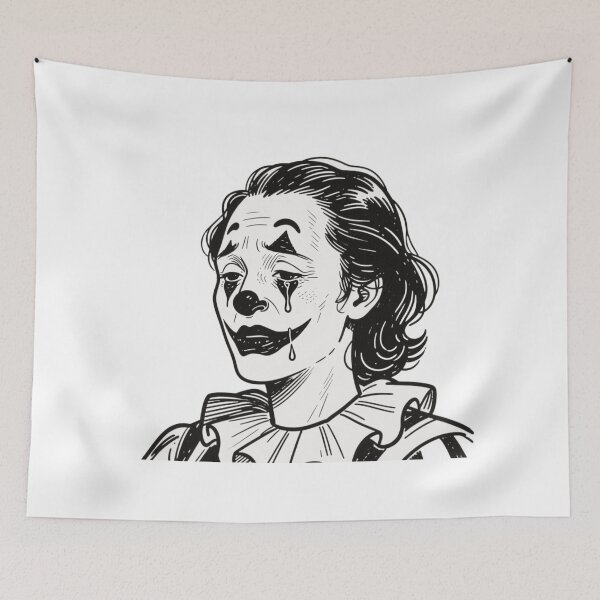 Item preview, Minimalist Crying Clown Line Art: Sad Woman Clown Illustration for a Tragic Aesthetic designed and sold by Ditstyle.