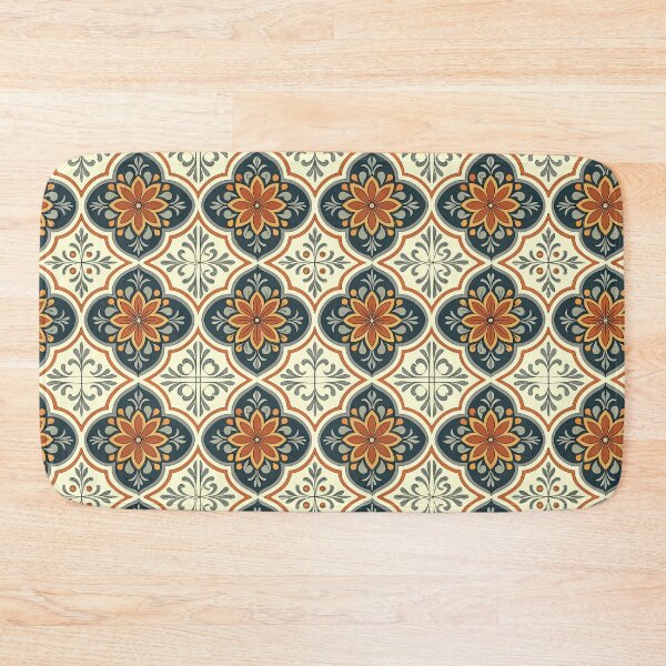 Item preview, Portuguese SpanishTiles Floral Pattern Blue Orange designed and sold by TackyTime.