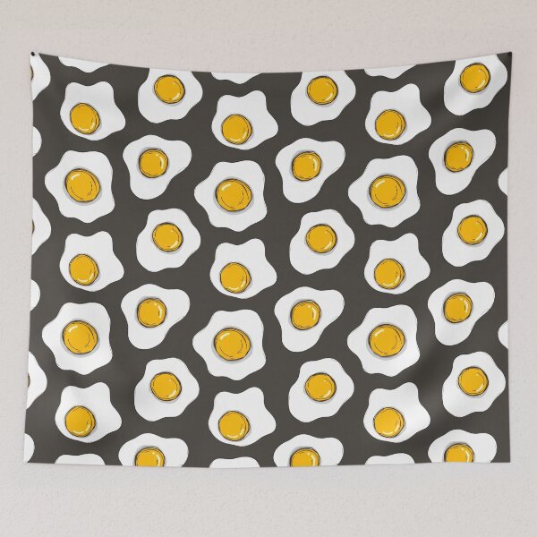 Aperçu de l'œuvre Motif de dessin d'œuf au plat mignon, art alimentaire abstrait créée et vendue par TackyTime.