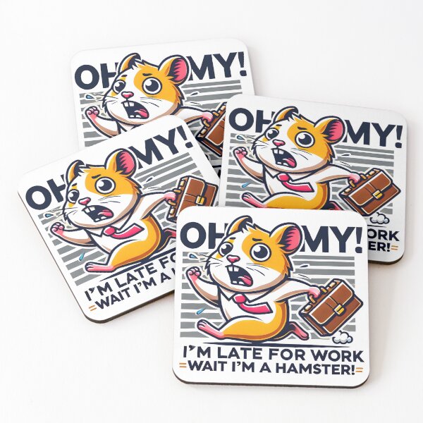 Item preview, Funny hamster rushing to work cartoon design. designed and sold by The-T-In-Retro.