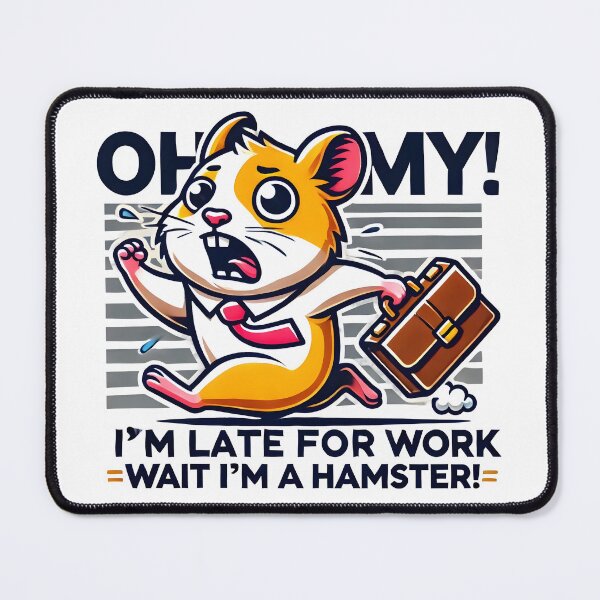 Item preview, Funny hamster rushing to work cartoon design. designed and sold by The-T-In-Retro.