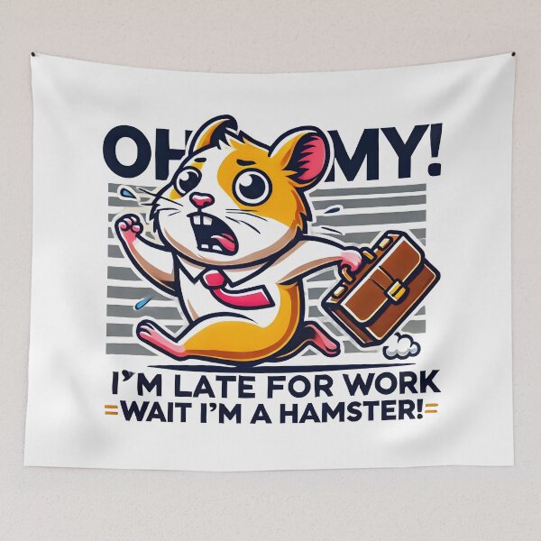 Item preview, Funny hamster rushing to work cartoon design. designed and sold by The-T-In-Retro.
