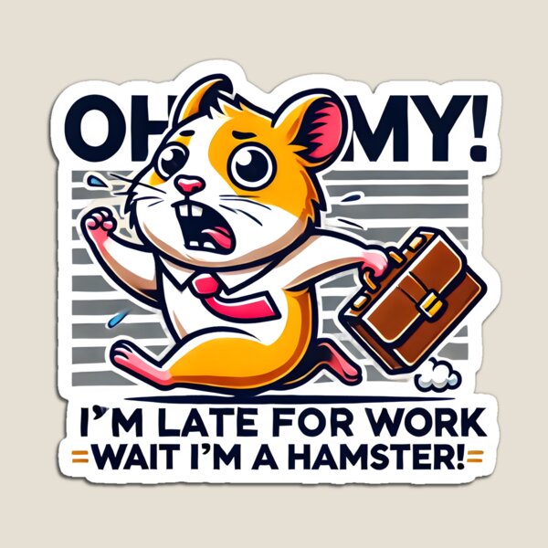 Item preview, Divertido diseño de dibujos animados de un hámster corriendo al trabajo. designed and sold by The-T-In-Retro.