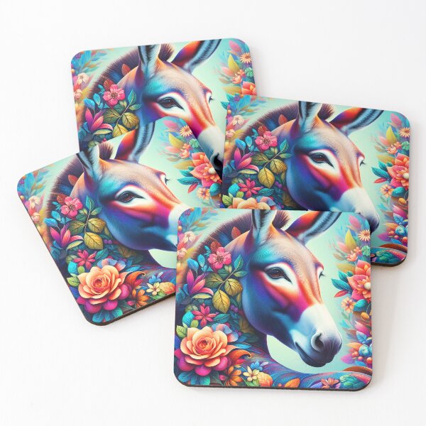 Item preview, Floral Donkey Fantasy Portrait – Art for Donkey Lovers designed and sold by EmeraldeaArt.