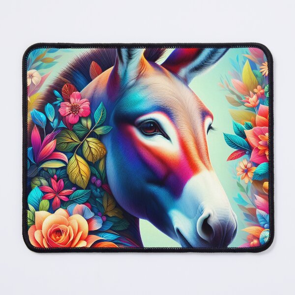 Item preview, Floral Donkey Fantasy Portrait – Art for Donkey Lovers designed and sold by EmeraldeaArt.