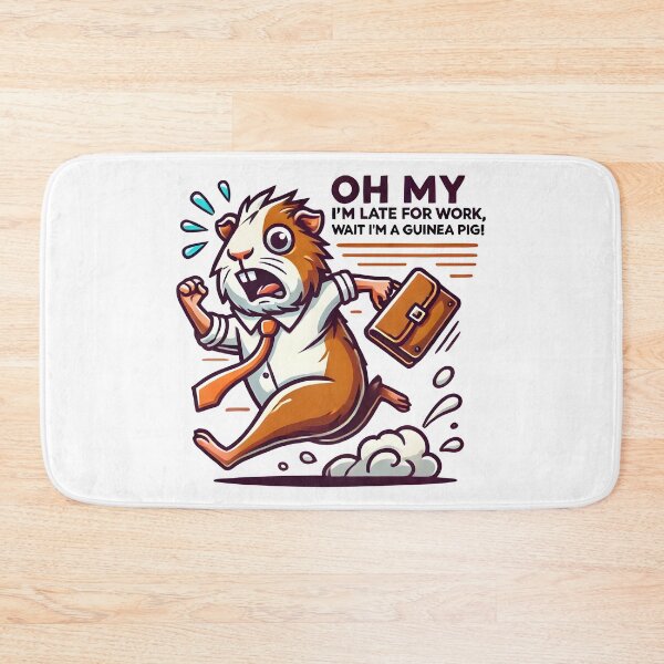 Item preview, Funny Guinea Pig Late for Work Cartoon Design. designed and sold by The-T-In-Retro.