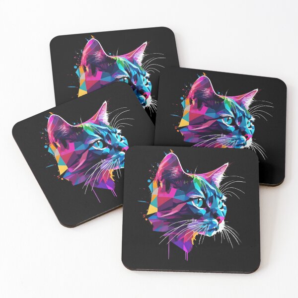 Item preview, Neon Geometry Cat – Abstract Splash Art Feline Portrait designed and sold by Lumive.