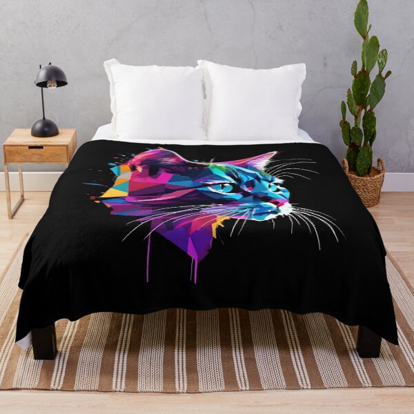 Item preview, Neon Geometry Cat – Abstract Splash Art Feline Portrait designed and sold by Lumive.