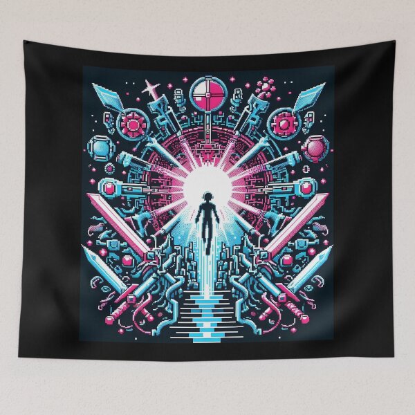 Item preview, Pixel Battle: Epic Sci-Fi Warrior in Neon Showdown. designed and sold by The-T-In-Retro.