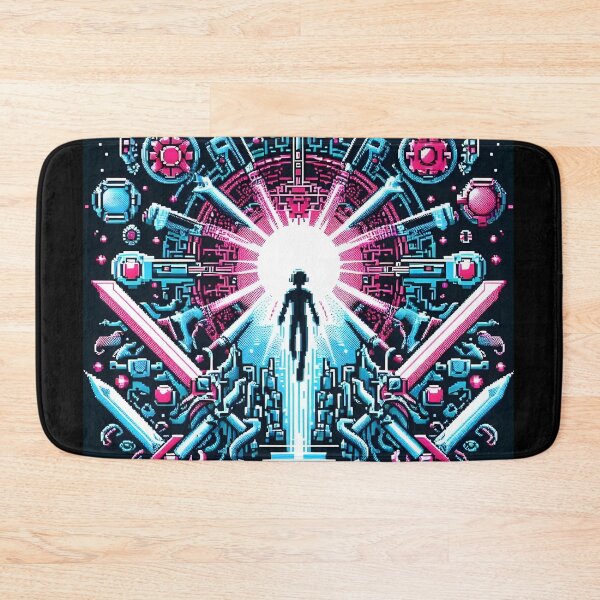 Item preview, Pixel Battle: Epic Sci-Fi Warrior in Neon Showdown. designed and sold by The-T-In-Retro.