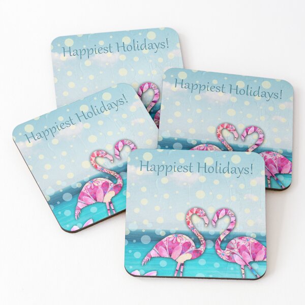 Item preview, Happiest Holidays Flamingos designed and sold by Sharon Cummings Art.